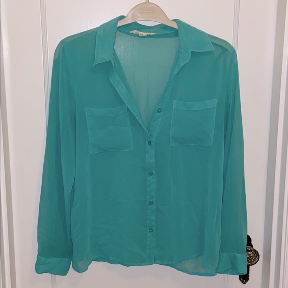FOREVER 21 | Green Button-down Blouse